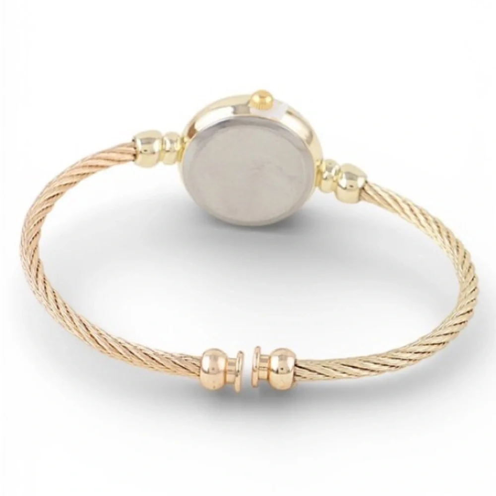 Gold Cable Bangle Watch 22mm | Roman Numeral Dainty Bracelet Watch